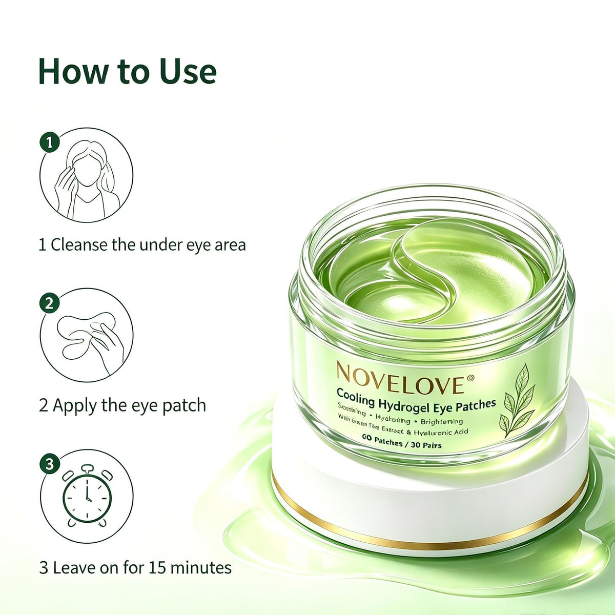 NOVELOVE® Patchs rafraîchissants pour les yeux à base d'hydrogel