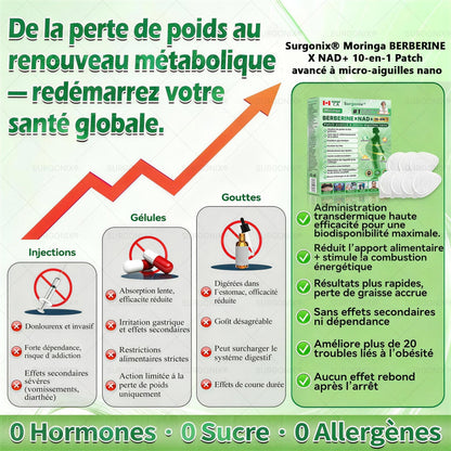 Boutique Officielle🇨🇦 ☁️| Surgonix® 𝑷ɑ𝒕𝒄𝒉 10-en-1 avancé à micro-aiguilles nano (𝖬𝗈𝗋𝗂𝗇𝗀ɑ, Βerbérine & NAD＋) (1x/jour, résultats visibles en 7 jours) Pour l’obésité, perte de peau, diabète, apnée du sommeil, articulations et bien-être général🚀