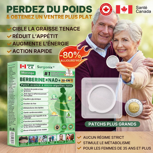 Boutique Officielle🇨🇦 ☁️| Surgonix® 𝑷ɑ𝒕𝒄𝒉 10-en-1 avancé à micro-aiguilles nano (𝖬𝗈𝗋𝗂𝗇𝗀ɑ, Βerbérine & NAD＋) (1x/jour, résultats visibles en 7 jours) Pour l’obésité, perte de peau, diabète, apnée du sommeil, articulations et bien-être général🚀