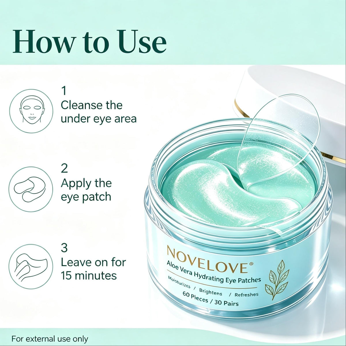NOVELOVE® Patchs hydratants pour les yeux à l'aloe vera