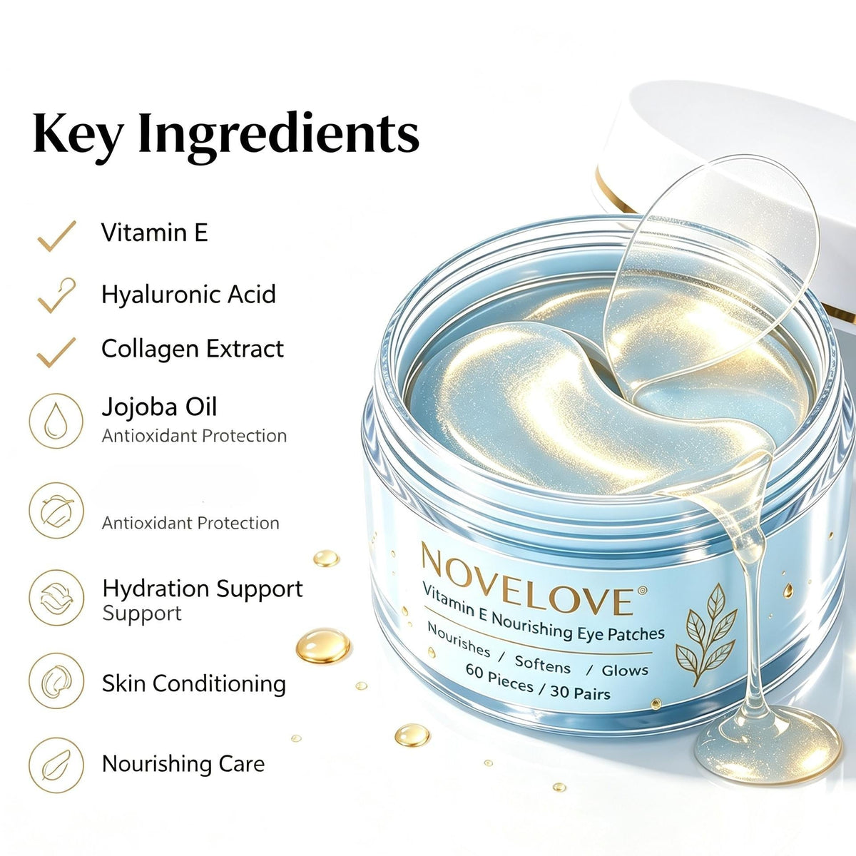 NOVELOVE® Patchs nourrissants pour les yeux à la vitamine E