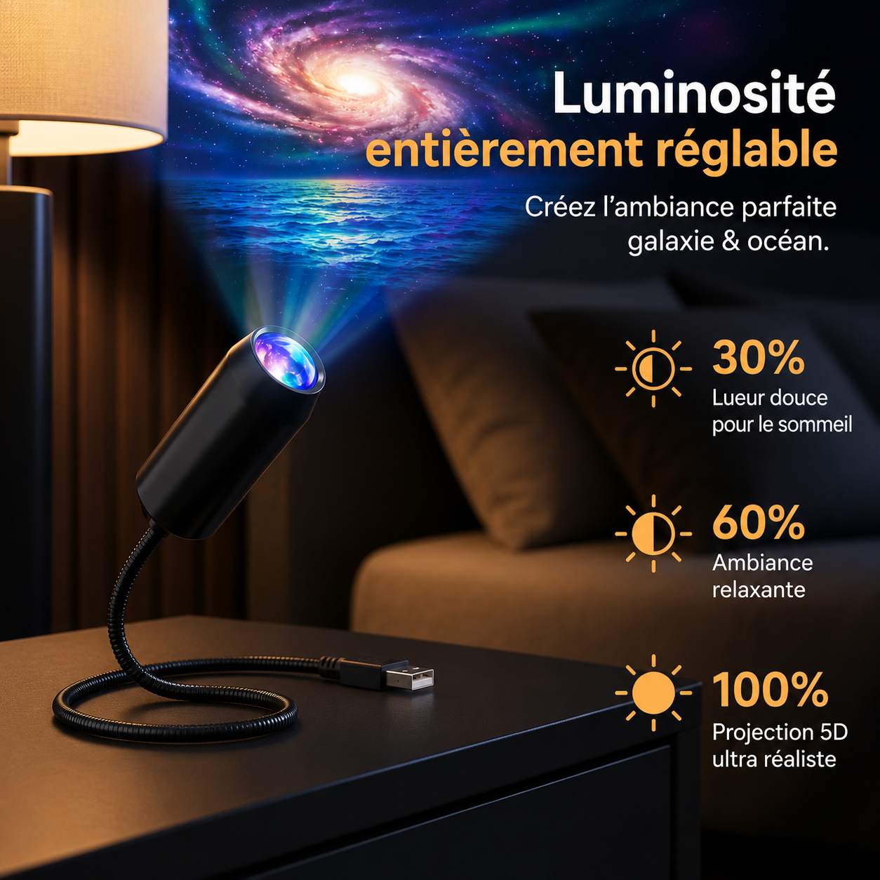 Billhol® 🇫🇷 Projecteur veilleuse – Projecteur d’étoiles holographique intelligent☄