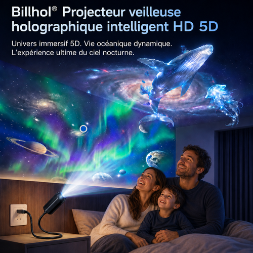 Billhol® 🇫🇷 Projecteur veilleuse – Projecteur d’étoiles holographique intelligent☄